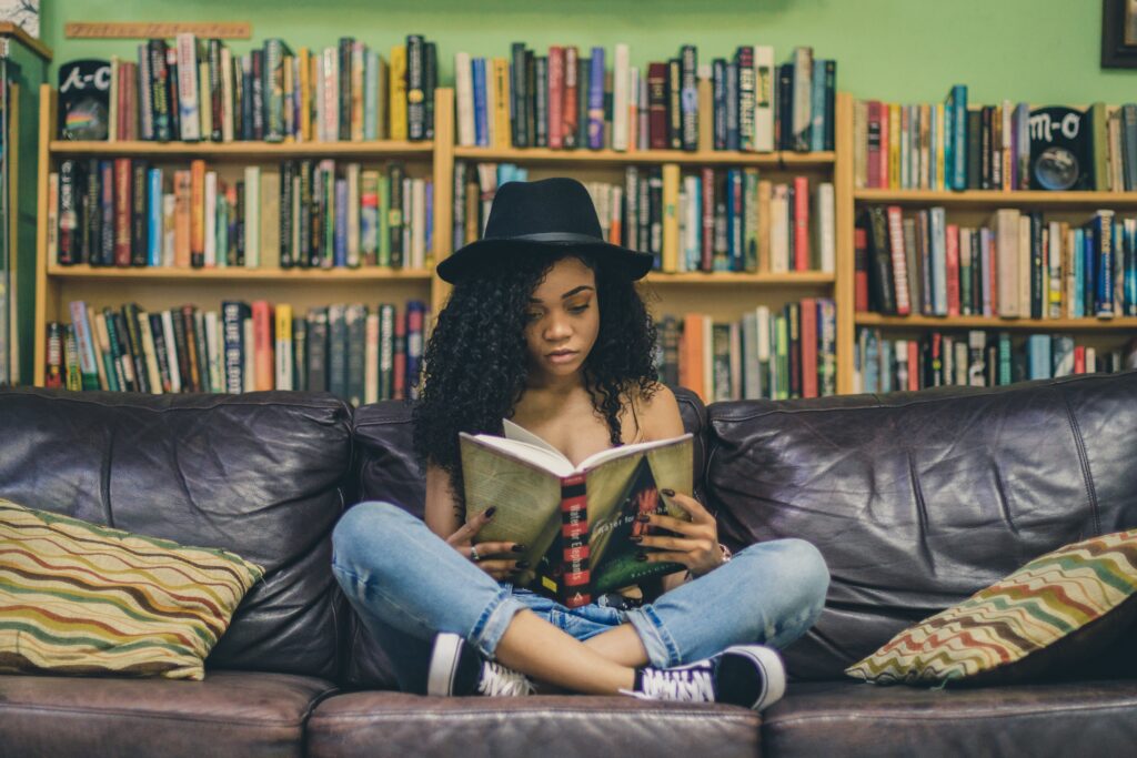 A girl reading a book